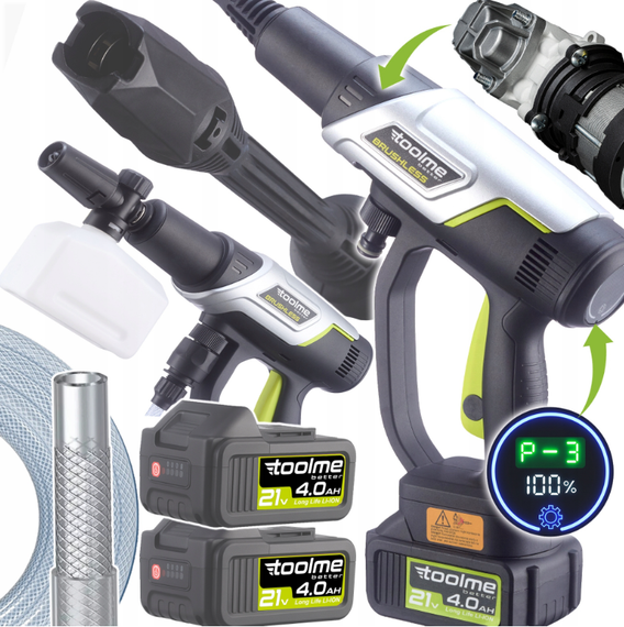Акумуляторна мийка високого тиску Toolme TM280 мобільна мийка для авто портативна мийка з піногенератором | Зображення 1