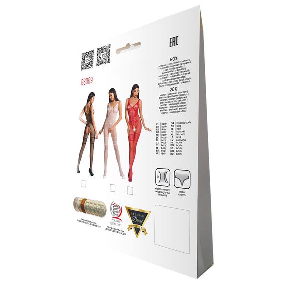 Бодістокінг Passion BS069 black, комбінезон, імітація панчох і боді | Зображення 7