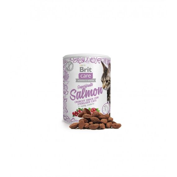 Ласощі Brit Care Superfruits Salmon д/стерилізованих котів з лососем шипшиною та журавлиною 100 г | Зображення 1