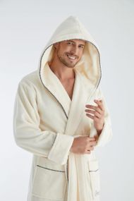 Мужской халат Nusa 1320 с капюшоном Кремовый, 2XL
