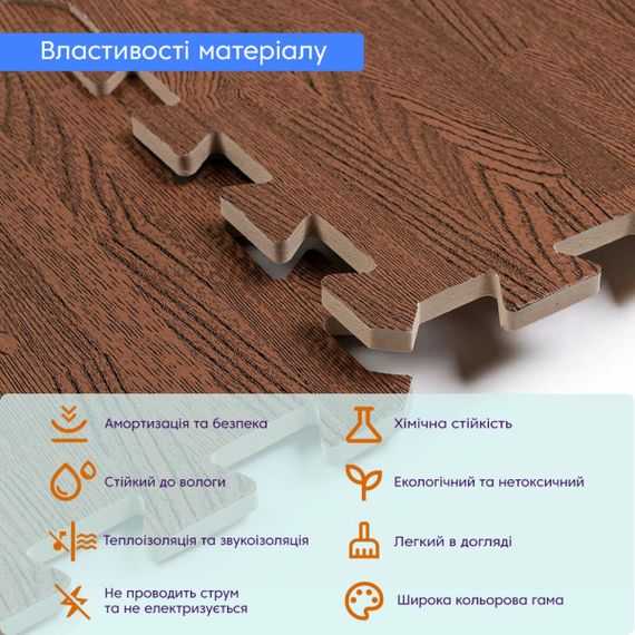 Підлога пазл - модульне підлогове покриття 600x600x10мм темне дерево (МР10) SW-00000212 | Зображення 2