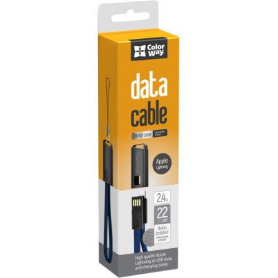 Дата кабель USB 2.0 AM to Lightning 0.22m blue ColorWay (CW-CBUL021-BL) | Зображення 3