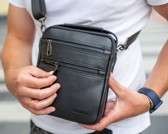 Шкіряна чоловіча сумка-барсетка через плече чорна Bexhill BX-14660 | Зображення 3