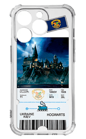 Прозорий протиударний чохол з кутиками для iPhone 15 Pro Max Max Принт: Гаррі Поттер Хогвордс