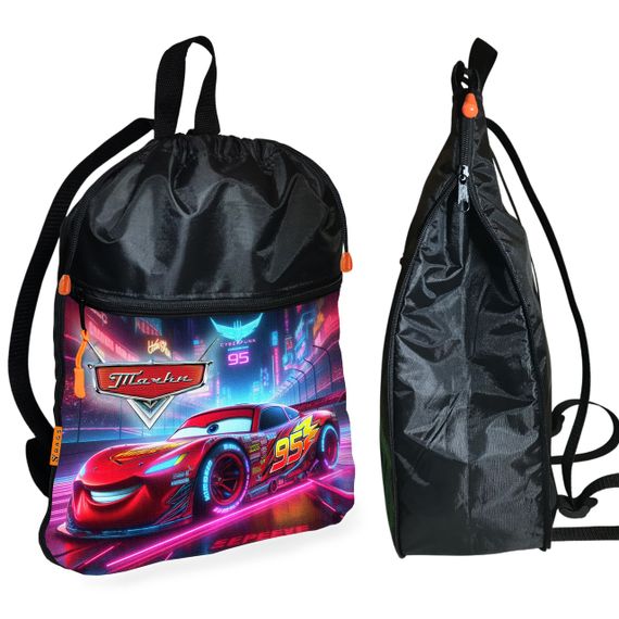 Рюкзак-мешок для обуви,спортивной формы Тачки Молния Маквин детская сумка для сменки с расширителем (01441)