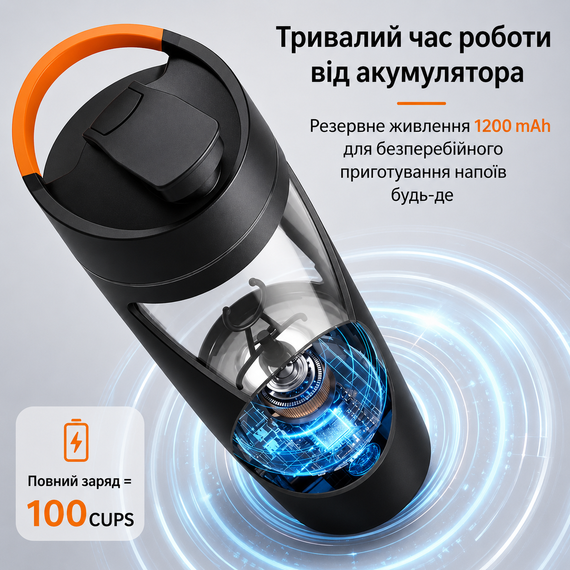 Электрический шейкер 700 мл - Черный, USB-зарядка, антипригарное покрытие и идеальное смешивание | Зображення 8