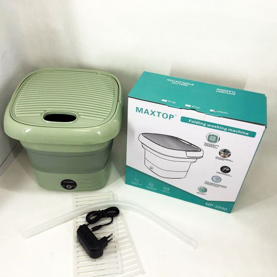 Складна пральна машина MAXTOP silicon washing machine, Портативна пралка відро. Колір: зелений | Зображення 4