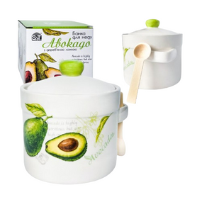 Ємність для меду Авокадо 400мл з дерев'яною ложкою S&T 2370-21