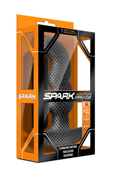 Анальна пробка з вібрацією 3-в-1 SPARK IGNITION PRV-02 CARBON FIBER | Зображення 3