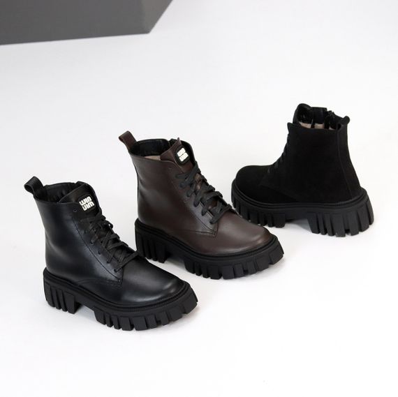 Чорні зимові черевики берці натуральна замша актуальный дизайн | Зображення 9