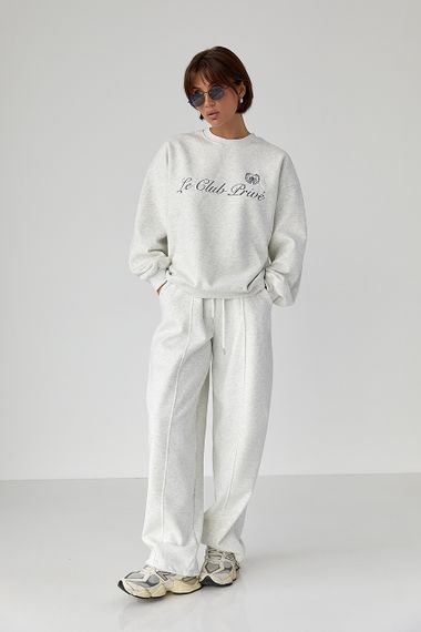 Утеплений світшот із написами - світло-сірий цвет, ONE SIZE (є розміри) | Зображення 2