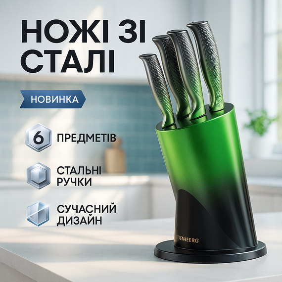 Набір ножів кухонних сталь, Набір ножів для кухні та дому, Ергономічні ножі для кухні GB-28