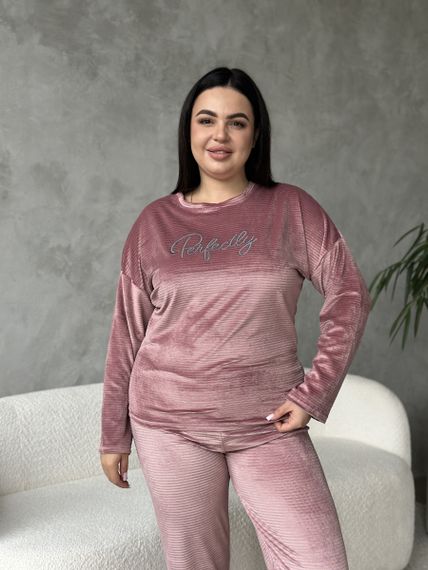 Розкішний домашній костюм піжама PLUS SIZE з велюру | Зображення 4