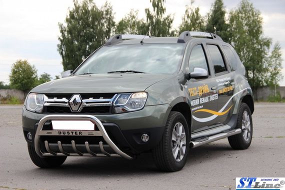 Кенгурятник с надписью WT004 (нерж.) для Dacia Duster 2008-2018 гг | Зображення 2
