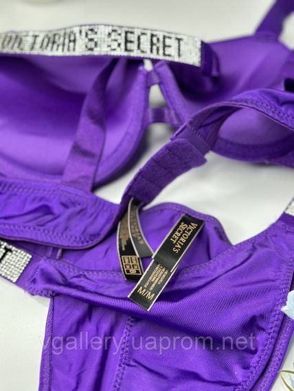 Жіночий комплект спідньої білизни Victoria's Secret зі стразами великих розмірів (85Д-90Д) фіолетовий, 80B | Зображення 2