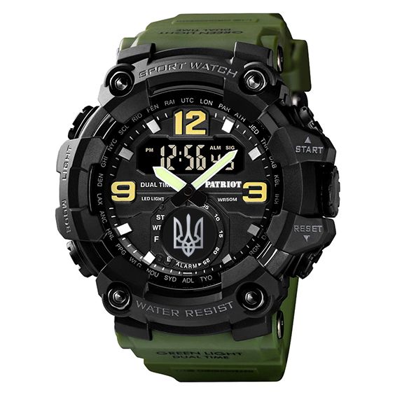 Годинник наручний Patriot 004AGUASI Тризуб срібло Зелені + Коробка. | Зображення 5