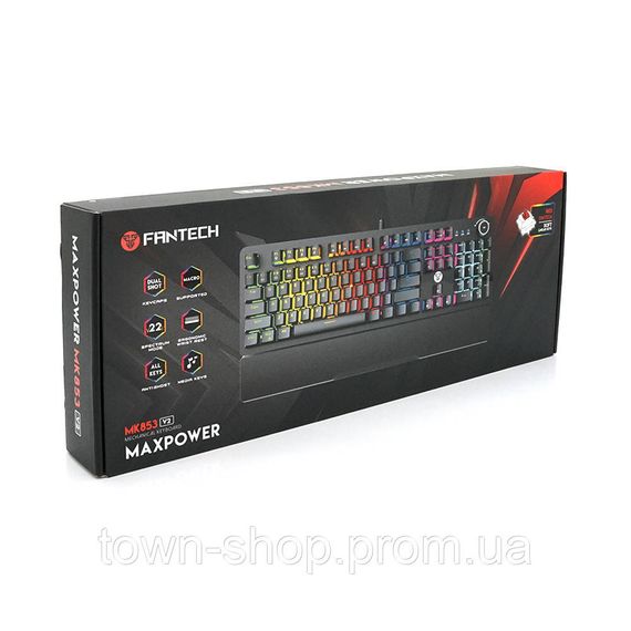 Клавиатура USB Fantech MK853V2, длина кабеля 135см, (Eng), Black, 104к, Q10 | Зображення 3