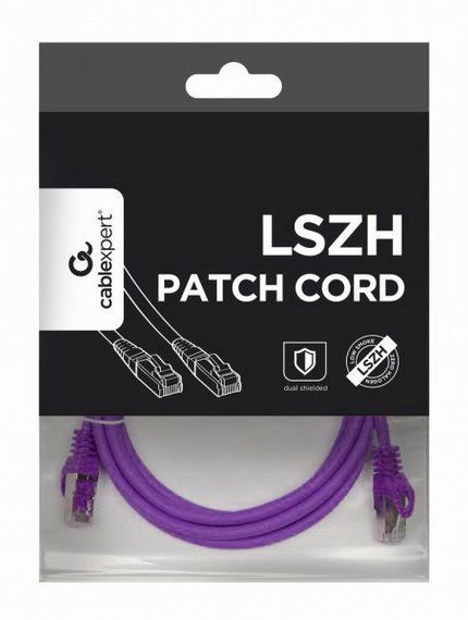 Патч корд Cablexpert PP6A-LSZHCU-V-1M, S/STP, литий, 50u" штекер із фіксатором, 1,0 м, пурпуровий | Зображення 3