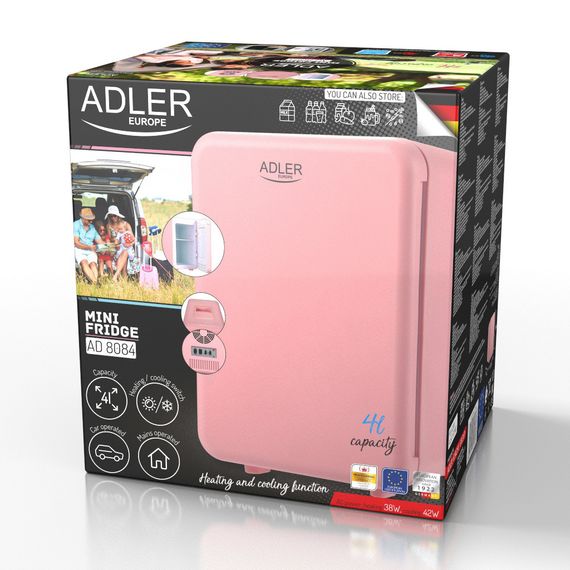 Міні-холодильник Adler AD 8084, 4 л, рожевий, для косметики, 12В/220В, охолодження і нагрівання | Зображення 9