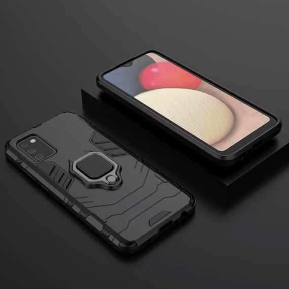 Ударопрочный чехол Transformer Ring for Magnet для Samsung Galaxy A02s Black | Зображення 3