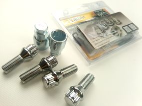 Болти секретні М14х28х1,50, Walline (374110 Н2) наруг./хром/конус/2 ключі