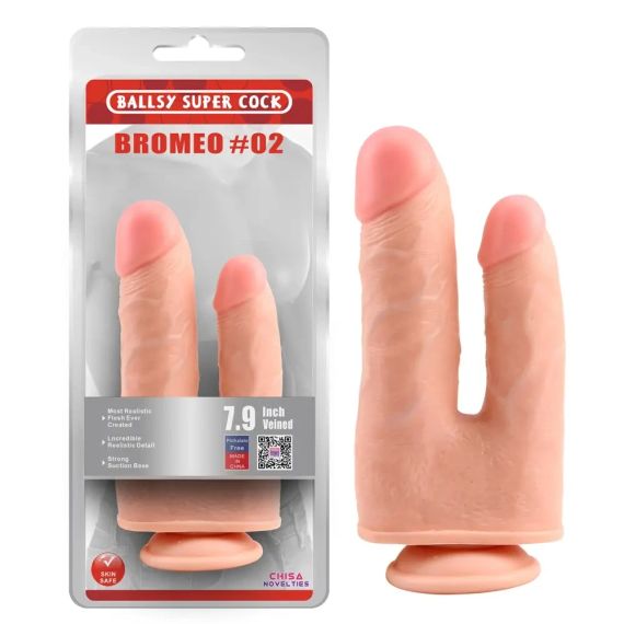 Фалоімітатор подвійний з мошонкою Chisa Ballsy Super Cock Bromeo # 02 на присосці, тілесний sexstyle | Зображення 1