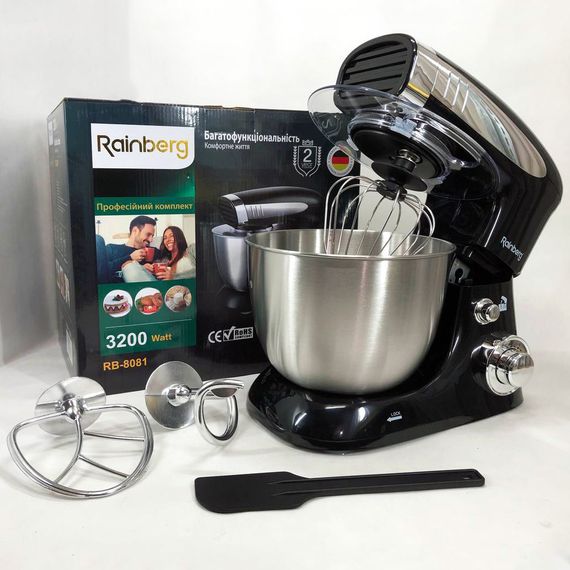 Тестомес миксер Rainberg RB-8081 планетарный кухонный комбайн 3200 Вт, кухонный комбайн