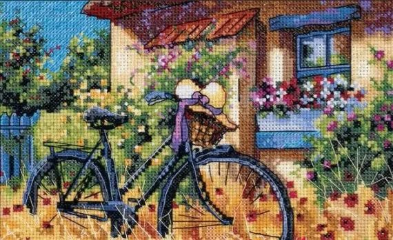 Набор для вышивания по нанесённой на канву схеме"Bicycle". AIDA 14CT printed 29*21 см | Зображення 8