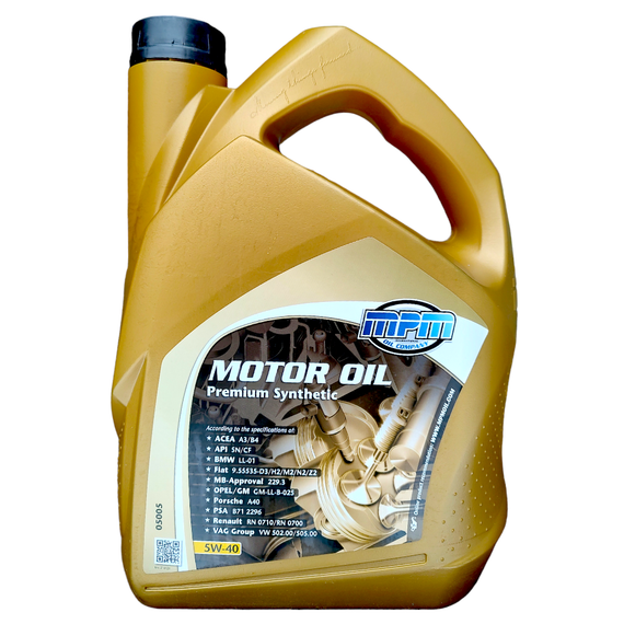 Моторна олива MPM Motor oil Premium Synthetic 5W-40  5л.