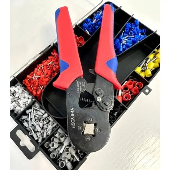 Кримпер 4 кулачка (HSC8-4A) / клещи обжимные + набор наконечников – 1200 шт в кейсе | Зображення 2