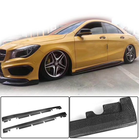 Бокові пороги V1 (Карбон) для Mercedes A-сlass W176 2012-2018 рр | Зображення 1