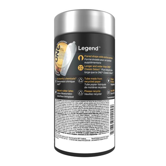Презервативи ONE Legend XL, 12 шт, збільшений розмір, розширення на кінці, подарункове паковання-тубус | Зображення 2