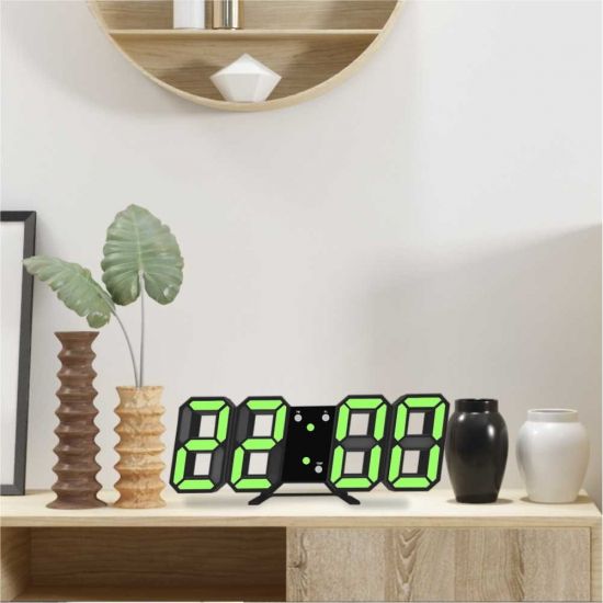 Світлодіодний цифровий годинник Black оclock (зелені цифри) | Зображення 1