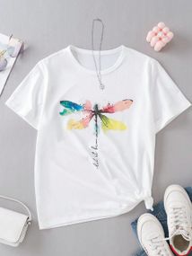 Футболка женская с принтом повседневная XL Белая