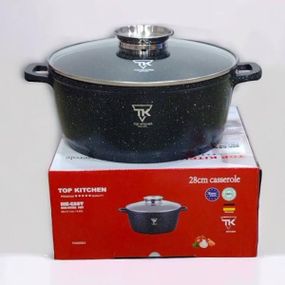 Кастрюля круглая с крышкой 6,63л  28см Top Kitchen TК00053 Черная