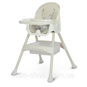 Стульчик для кормления M 4136-2 Ice Gray, складной, 5-ти точечный, экокожа
