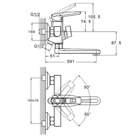 Змішувач для ванни WEZER NOF3 | Зображення 1