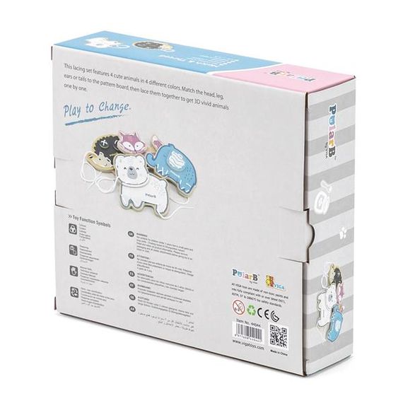 Дерев'яна шнурівка Viga Toys PolarB Звірята (44044) | Зображення 2