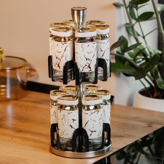 Набор для специй на подставке карусель12 баночек по 120 мл HP1333 | Зображення 2