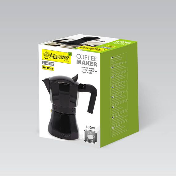 Кофеварка гейзерная Maestro MR-1658-9 450 мл 9 чашек черная | Зображення 4