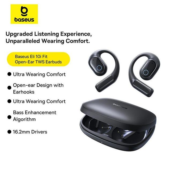 Навушники Baseus Eli 10i Fit Open-Ear TWS спортивні амбушюри для бігу, тренажерного залу та їзди на велосипеді – чорні | Зображення 1