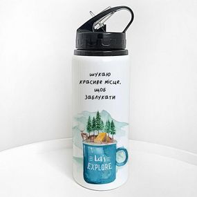 Пляшка для води з трубочкою Шукаю красиве місце, щоб заблукати 600 мл (PLV_25A031)