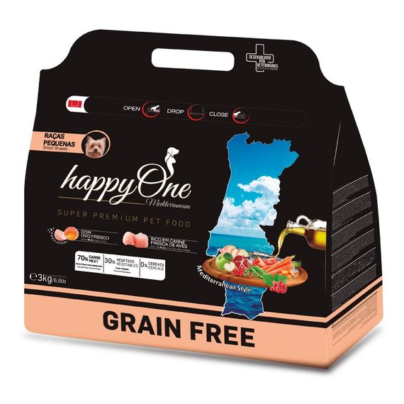 Корм happyOne Mediterraneum Small Breeds Fresh Meat сухой со свежим мясом для взрослых собак малых пород 3 кг