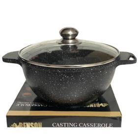 Котел із мармуровим покриттям з кришкою Benson 5,6л BN-366 Чорний