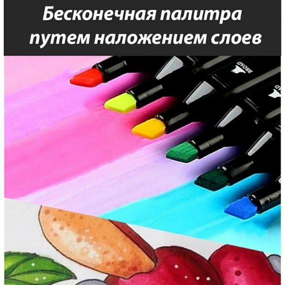 Фломастери професійні маркери, Подвійні маркери для малювання Двосторонні для творчості LT-42 | Зображення 9
