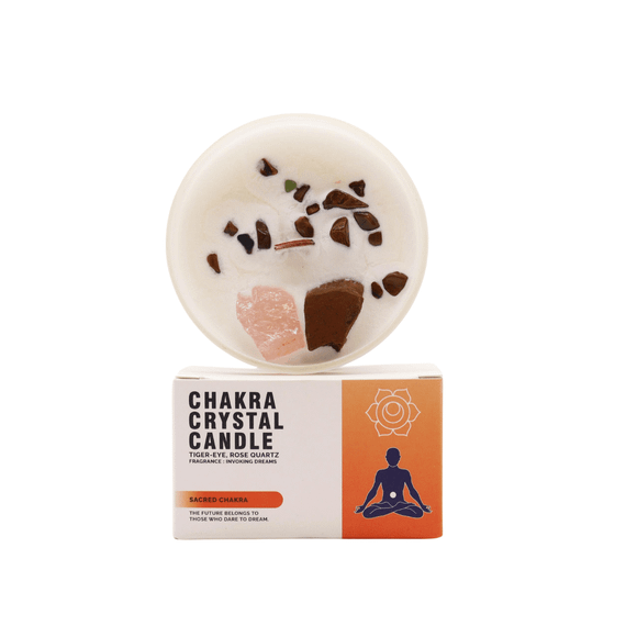 Свічка соєва з камінням  Сакральна Чакра дерев'яний гніт 360г Chakra 5056368333262