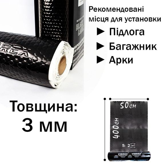 Виброизоляция премиум Vibrex Black Label рулон для шумоизоляции и обесшумки автомобиля. | Зображення 1