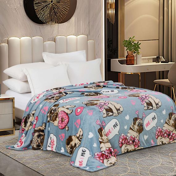 Плед фліс Солодкі мопси 150x200 см Love You