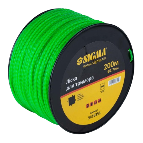 Ліска для тримера d2,7мм 200м зріз/кручений квадрат SIGMA | Зображення 1