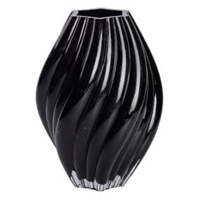 Декоративная стеклянная ваза для цветов 30 см фигурная ваза 5 л Черная